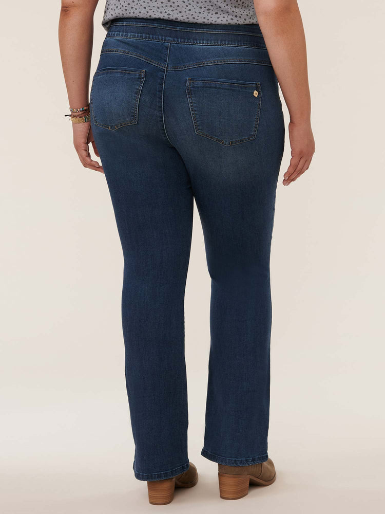 
            
                Load image into Gallery viewer, &amp;quot;Ab&amp;quot;solution High Rise Blue Denim Plus Size Itty Bitty Boot Glider Jeans
            
        