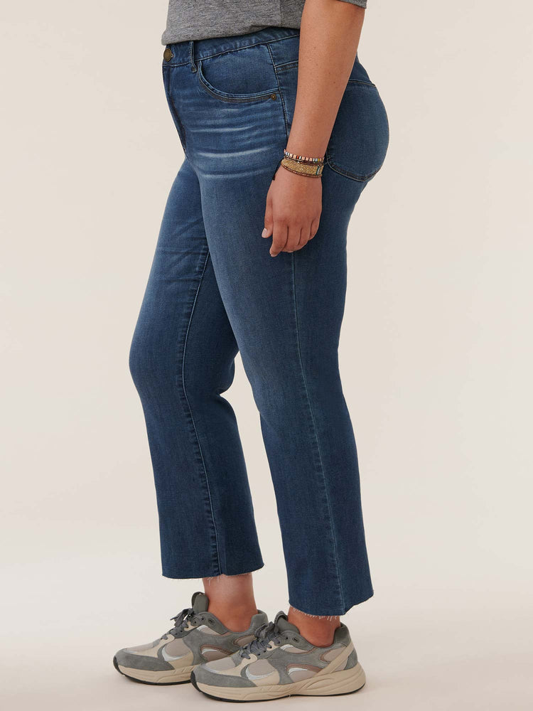 "Ab"solution Blue Denim Plus Size Skyrise Barely Boot Jeans 