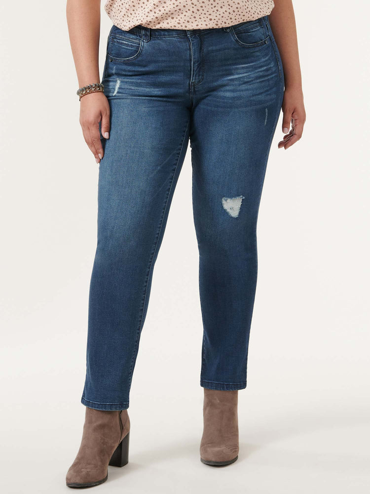 
            
                Load image into Gallery viewer, &amp;quot;Ab&amp;quot;solution Blue Vintage Denim Plus Size Straight Leg Jeans
            
        