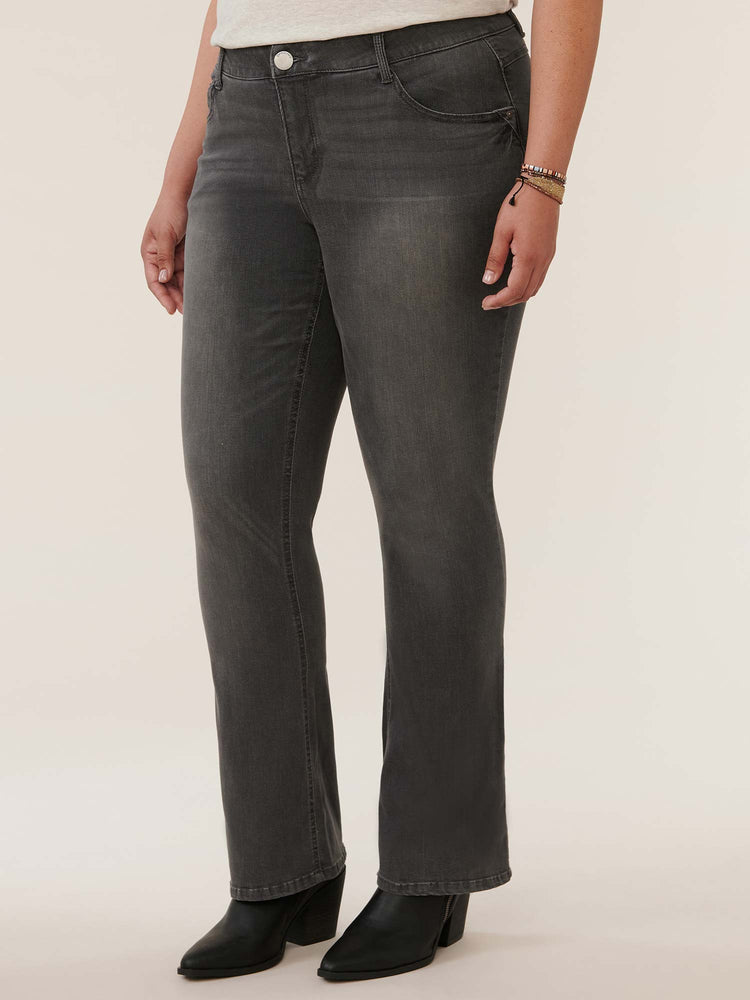 
            
                Load image into Gallery viewer, &amp;quot;Ab&amp;quot;solution Plus Size Grey Denim Itty Bitty Boot Jeans 
            
        