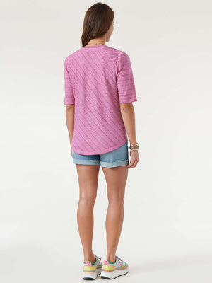 
            
                Load image into Gallery viewer, Red Violet Above Elbow Puff Sleeve Textured Mineral Wash Plus Knit Top
            
        