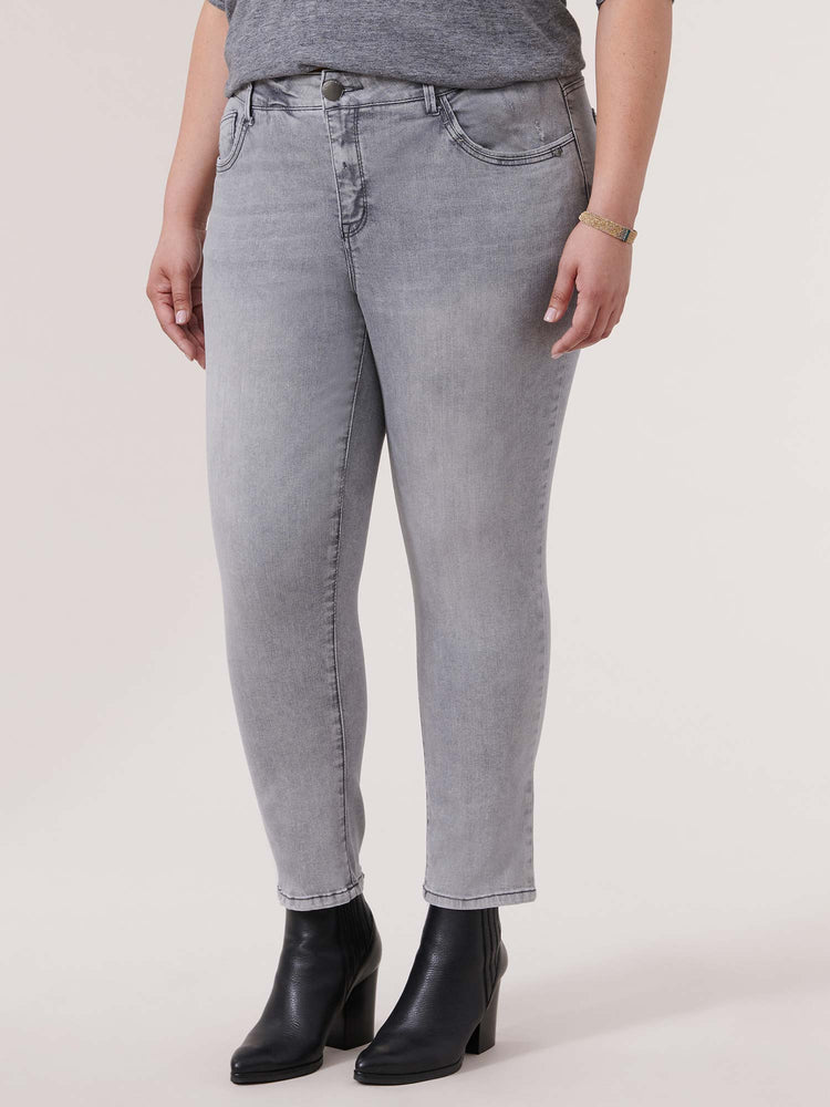 
            
                Load image into Gallery viewer, &amp;quot;Ab&amp;quot;solution Light Grey Vintage Denim High Rise Plus Size Skinny Jeans
            
        