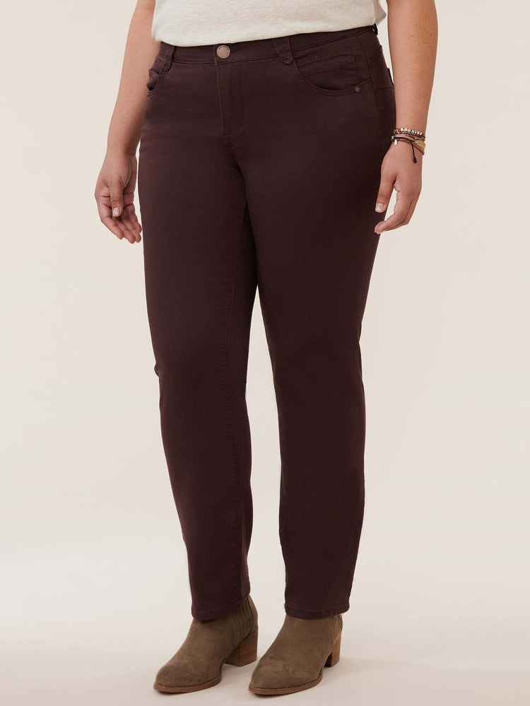 Absolution Booty Lift Plus Straight Leg Colored Stretch Jeans Deep Burgundy