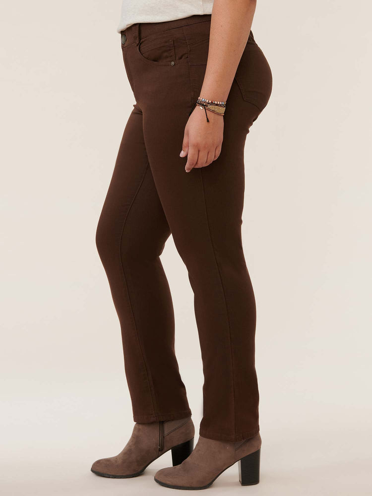 
            
                Load image into Gallery viewer, Absolution Booty Lift Plus Straight Leg Colored Stretch Jeans Cold Brew Brown
            
        