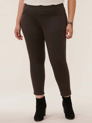 "Ab"solution Plus Size Espresso Brown Ankle Length Pull On Gliders