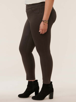 "Ab"solution Plus Size Espresso Brown Ankle Length Pull On Gliders