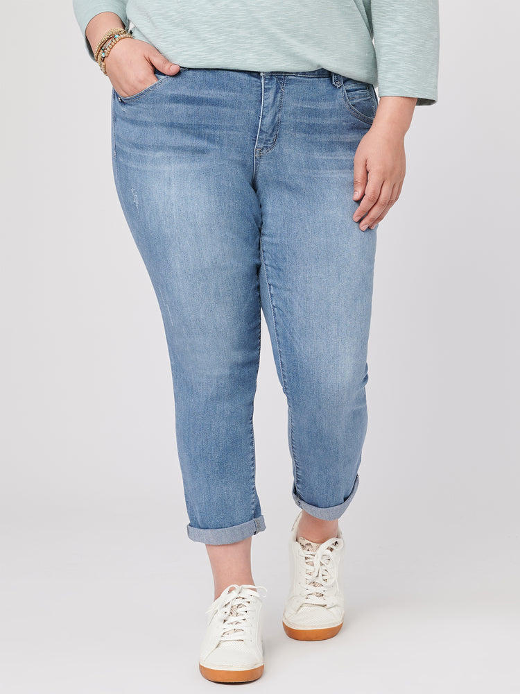 Absolution Light Blue Stretch Denim Plus Size Ankle Length Skimmer Skinny Jeans