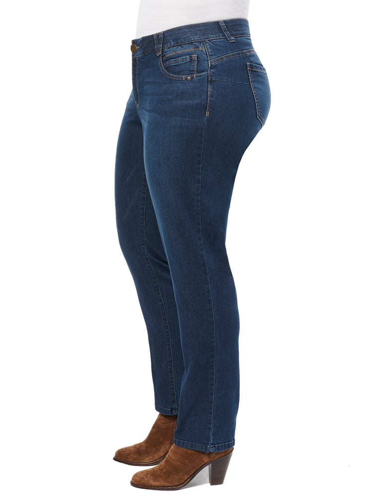 
            
                Load image into Gallery viewer, “Ab”solution Plus Size Straight Leg Jeans Stretch Indigo Denim 
            
        