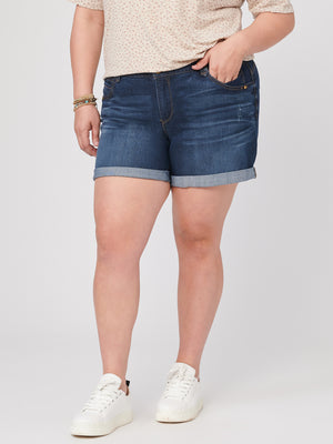
            
                Load image into Gallery viewer, &amp;quot;Ab&amp;quot;solution Stretch Indigo Denim Plus Size Short
            
        