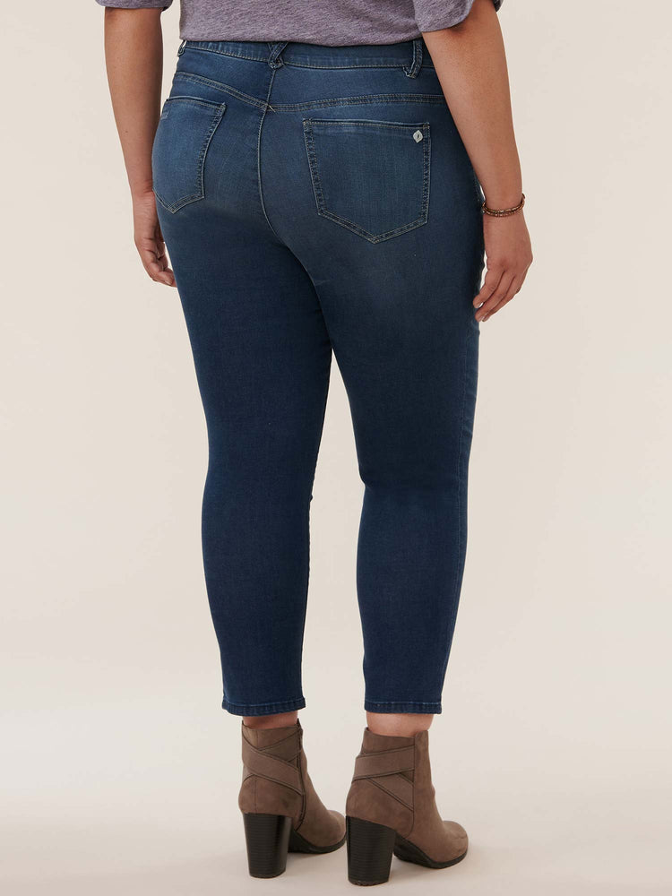 
            
                Load image into Gallery viewer, &amp;quot;Ab&amp;quot;solution Blue Artisanal Denim High Rise Ankle Length Skinny Jeans
            
        
