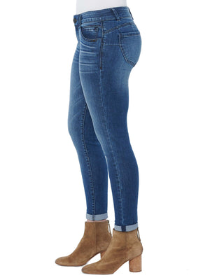 
            
                Load image into Gallery viewer, &amp;quot;Ab&amp;quot;solution Blue Denim Booty Lift Plus Ankle Skimmer Jeans 
            
        