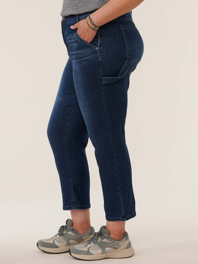 "Ab"solution High Rise Blue Denim Plus Size Carpenter Jeans