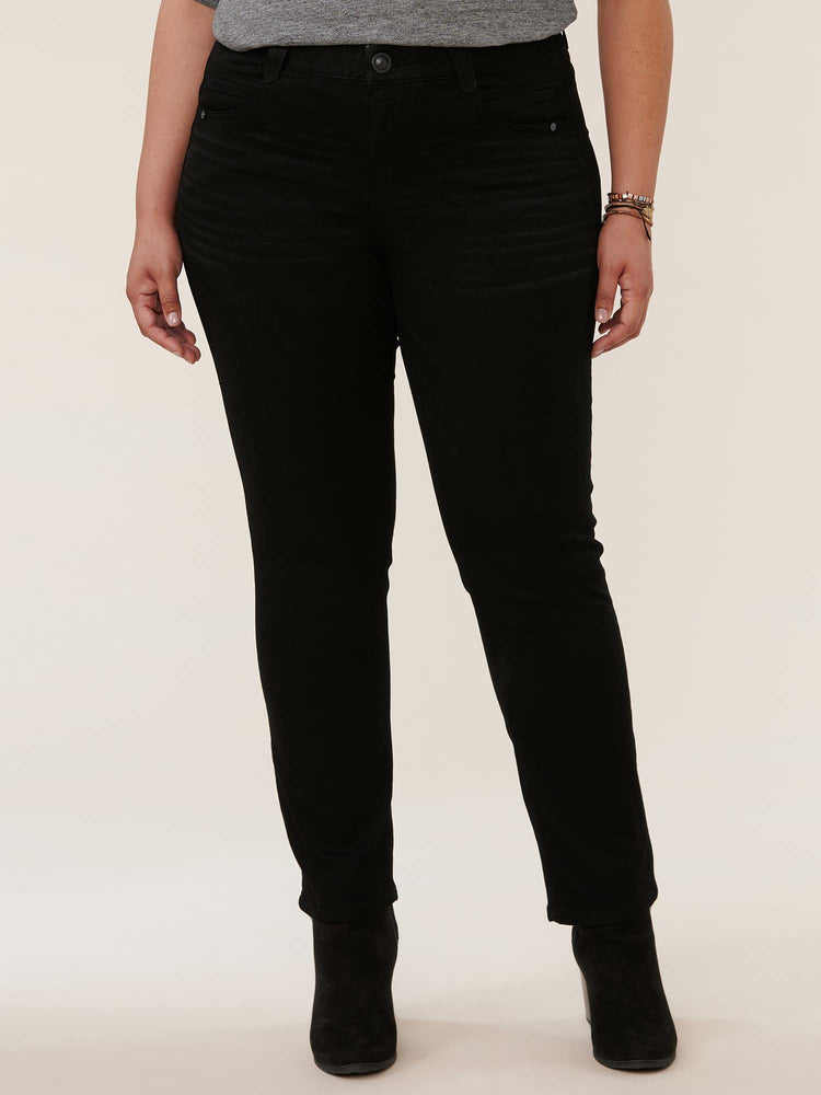
            
                Load image into Gallery viewer,  Absolution Booty Lift Plus Size Straight Leg Jeans Black Stretch Denim
            
        