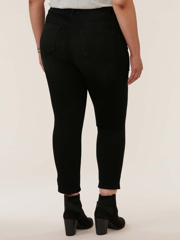 
            
                Load image into Gallery viewer, &amp;quot;Ab&amp;quot;solution Black Denim Plus Size High Rise Skinny Jeans 
            
        