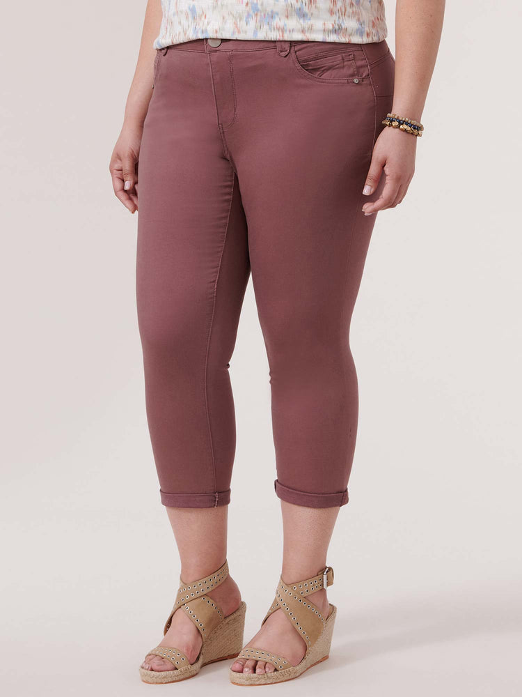 Rose Taupe "Ab"solution Colored Booty Lift Plus Size Ankle Skimmer Pants