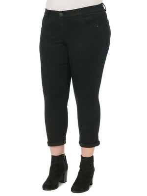 
            
                Load image into Gallery viewer, &amp;quot;Ab&amp;quot;solution Plus Size Black Denim Ankle Skimmer Booty Lift Jeans 
            
        