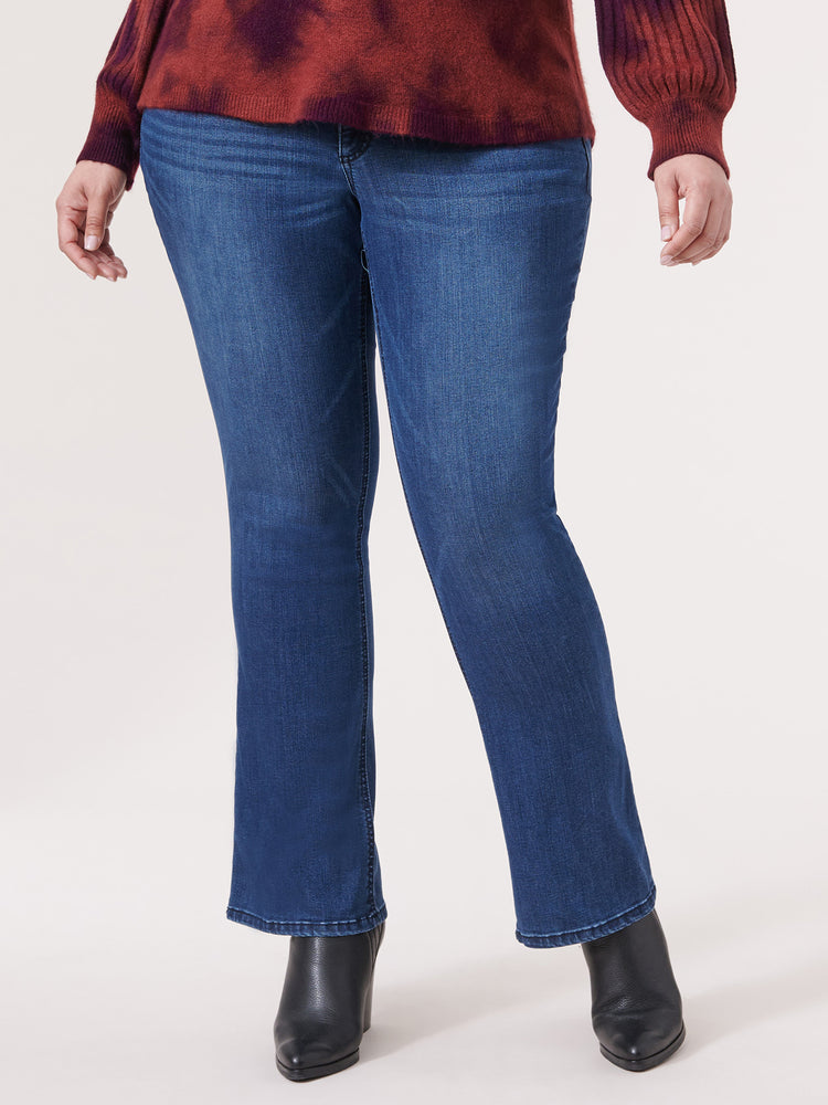 "Ab"solution Blue Itty Bitty Boot Embroidered Pocket Plus Size Jean